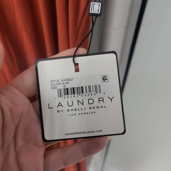 Laundry Sleeveless Belted Knit V Neck Polo Midi Shift Dress in Rust - Size 16 - Picture 5 of 5